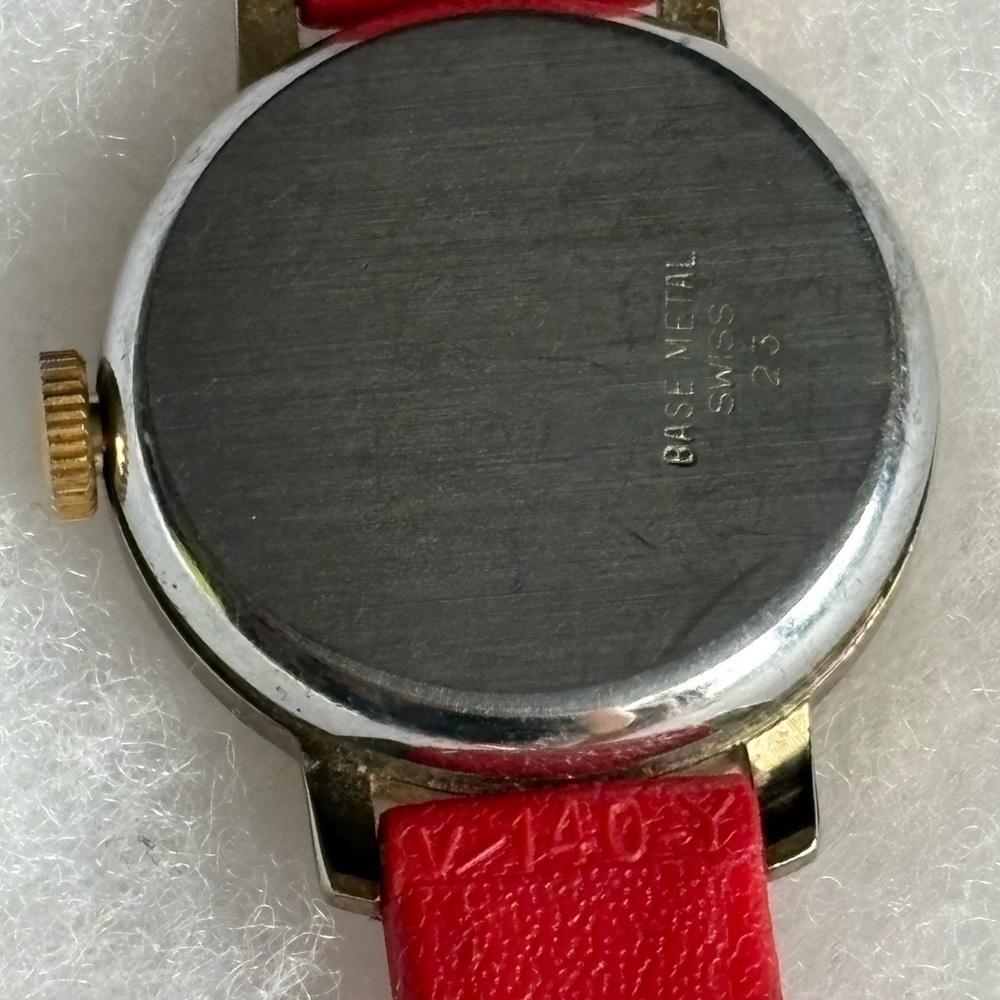 Vintage Mickey Mouse Watch Swiss Made Bradley Red Strap Not Running - Picture 5 of 5